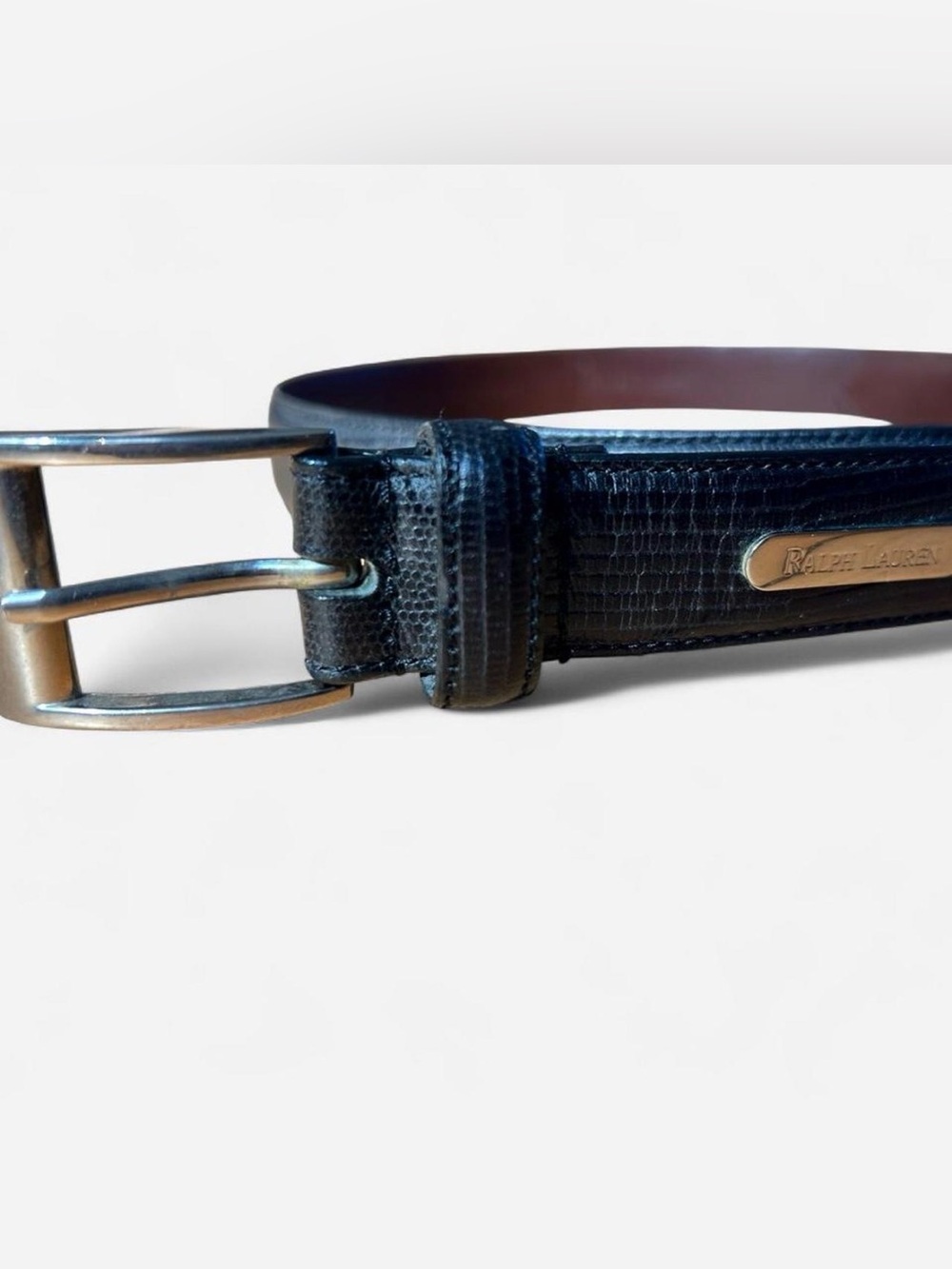 Ralph Lauren Black Lizard Embossed
Leather Belt - Size L